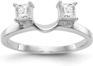 Created Princess Cut White Diamond 925 Sterling Silver 14K White Gold Finish Solitaire Warp Guard Wedding/Engagement Enhancer Ring For Women