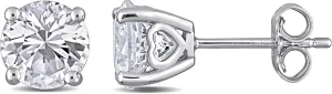 Created White Sapphire Sterling Silver Stud Earrings