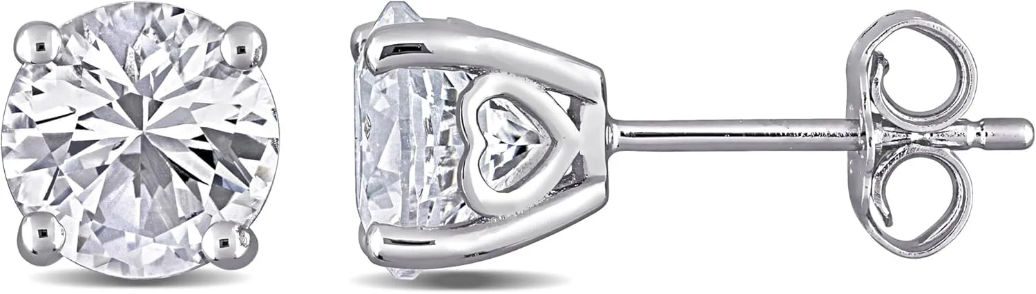 Created White Sapphire Sterling Silver Stud Earrings