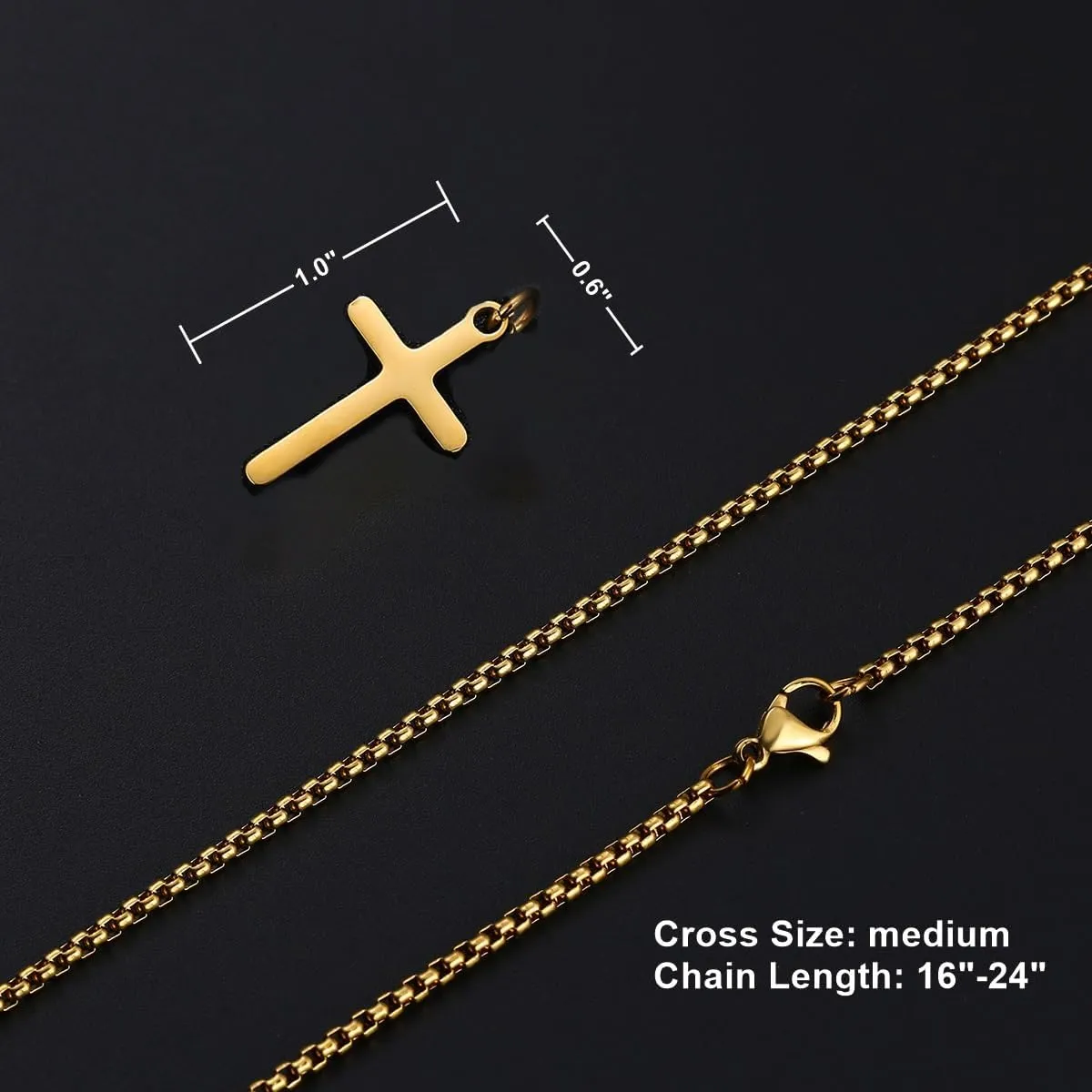 Cross Necklace for Men Boys Stainless Steel Cross Necklace Small Cross Pendants Simple Faith Jewelry Gift for Son Teens