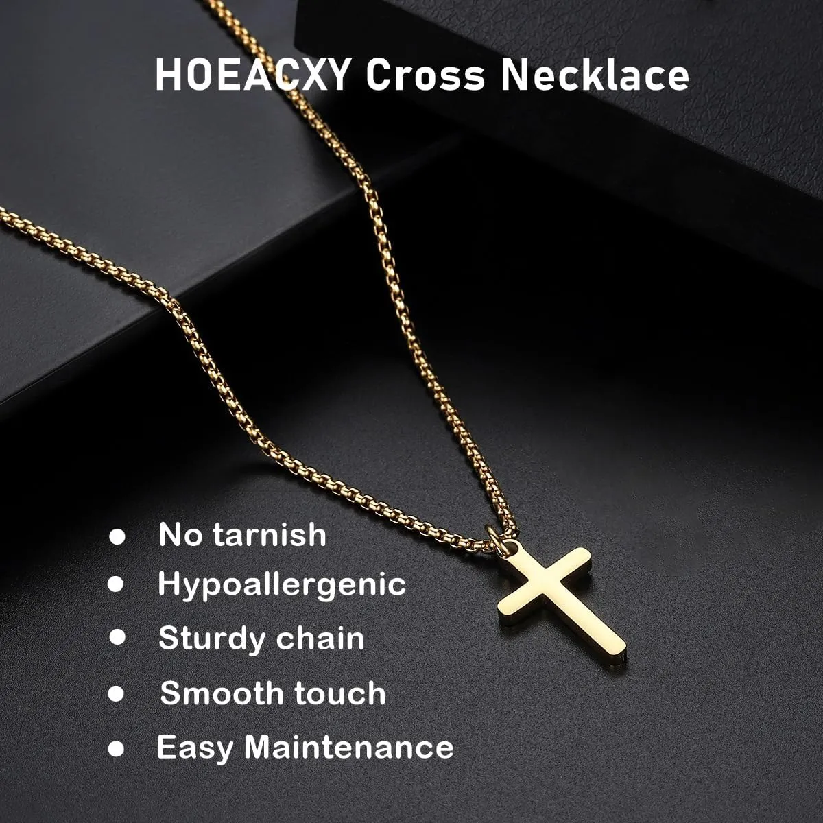 Cross Necklace for Men Boys Stainless Steel Cross Necklace Small Cross Pendants Simple Faith Jewelry Gift for Son Teens