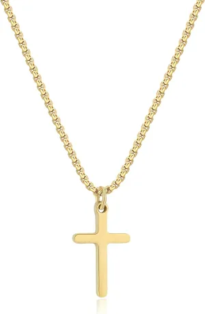 Cross Necklace for Men Boys Stainless Steel Cross Necklace Small Cross Pendants Simple Faith Jewelry Gift for Son Teens