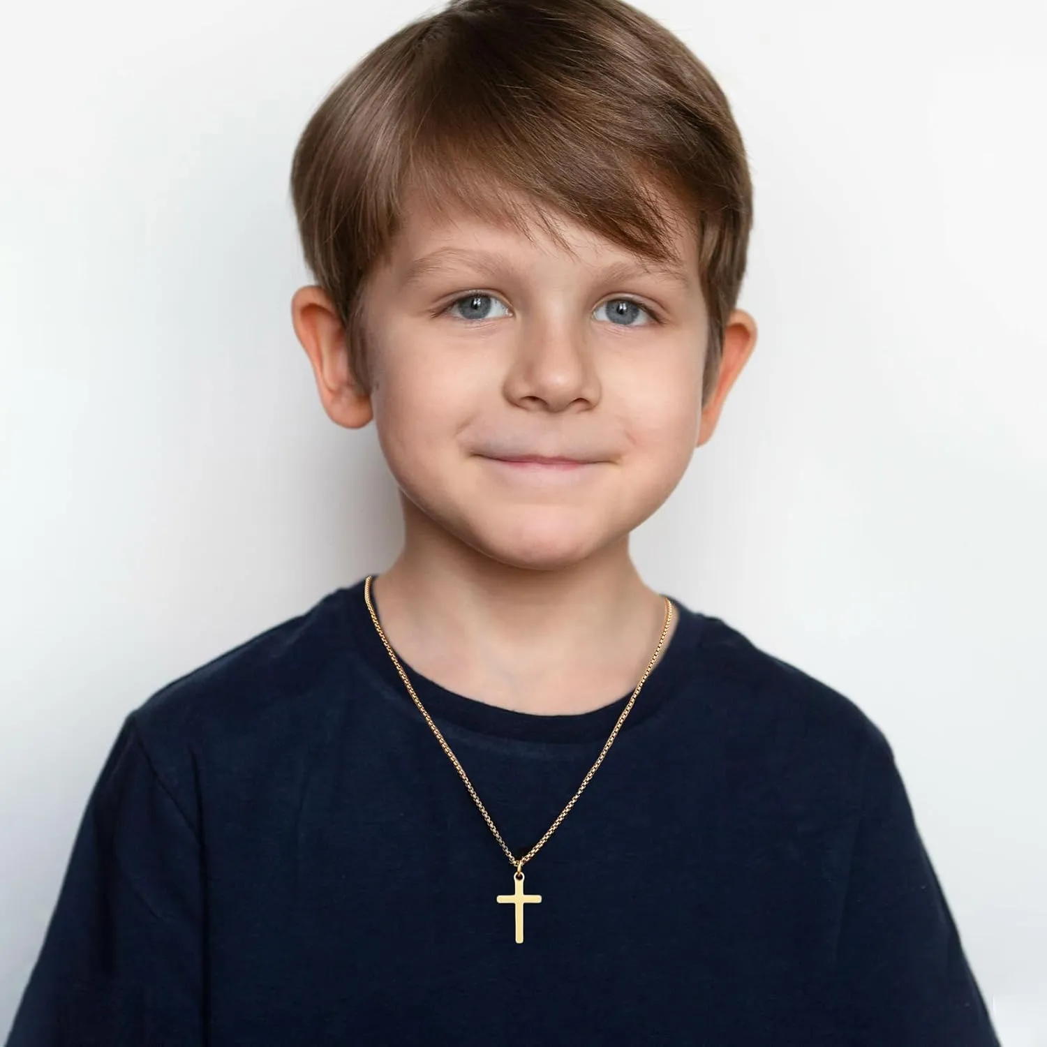 Cross Necklace for Men Boys Stainless Steel Cross Necklace Small Cross Pendants Simple Faith Jewelry Gift for Son Teens