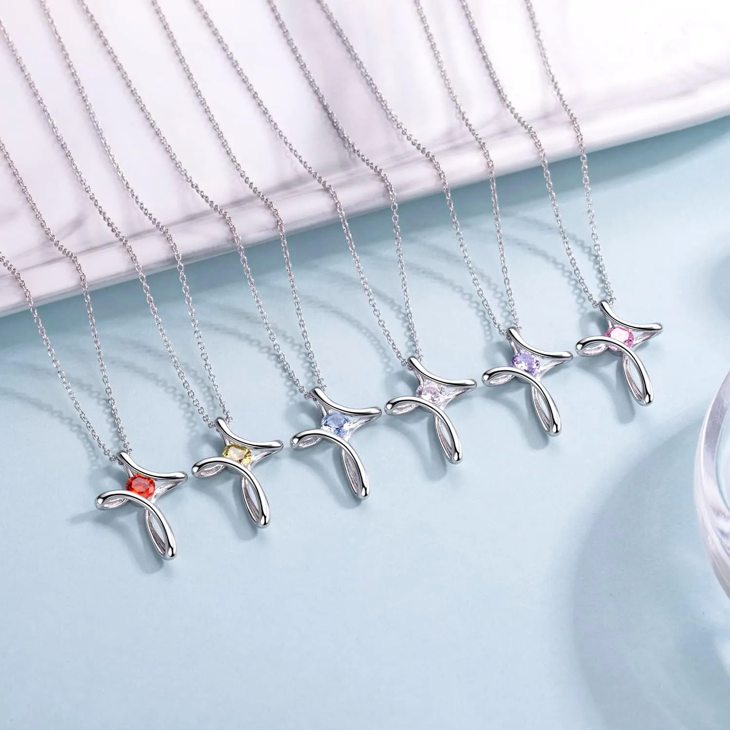 Cross Necklace for Women Birthstone Necklaces for Women 925 Sterling Silver Pendant Necklace Birthday Mother's Day Jewelry Gift for Women Sister Wife Girlfriend Her