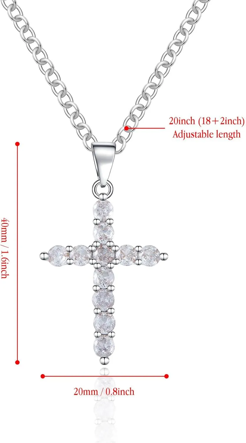Cross Necklace for Women,Cubic Zirconia Cross Faith Pendant Necklaces Copper Simple Jewelry Gift for Wife Girlfriend Mom(Gold/Silver)