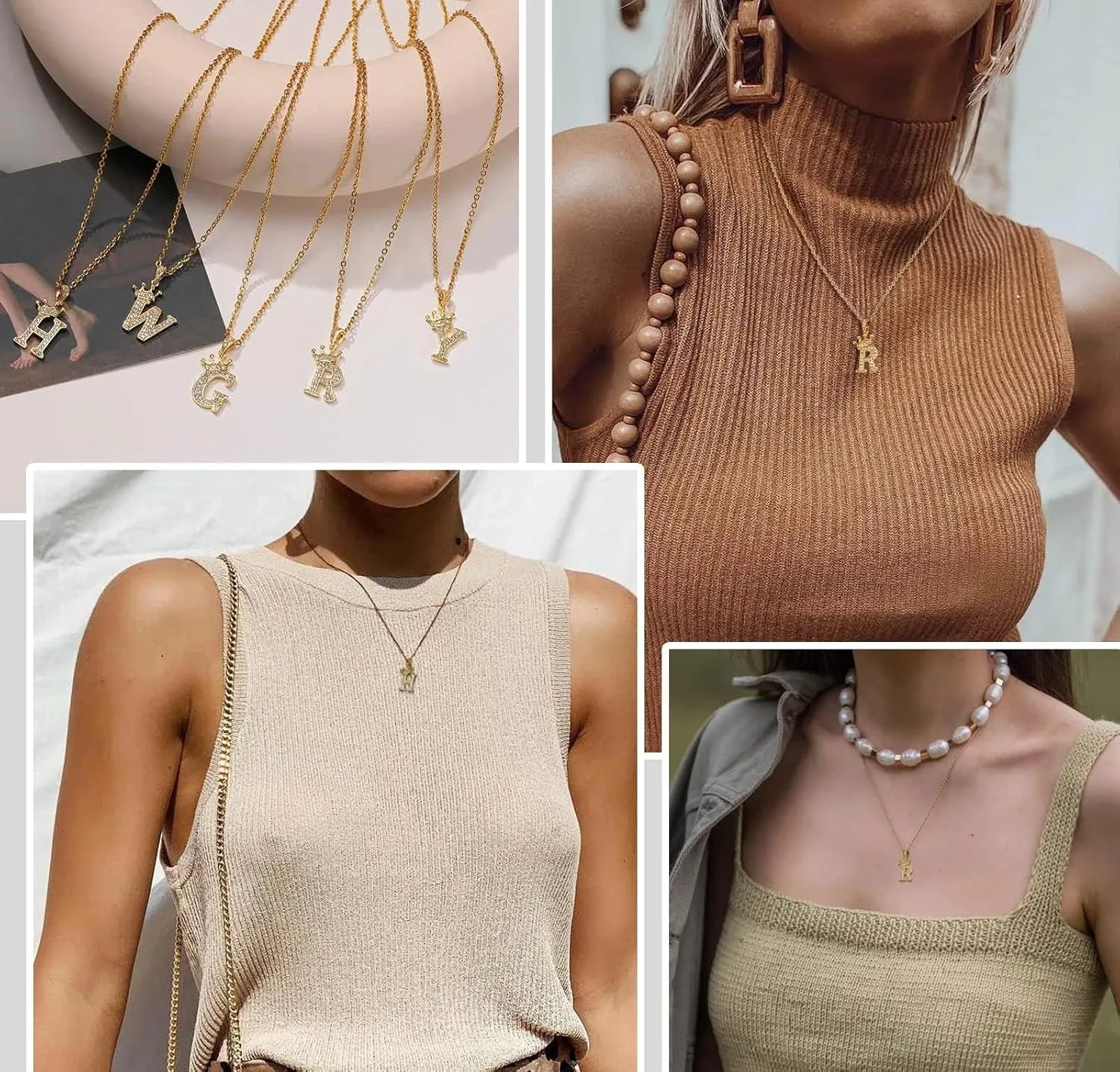 Crown A-Z Initial Necklace Gold Plated Sparkling Crystal Monogram Letters Pendant Necklaces for Women Alphabet Name Jewelry Gift