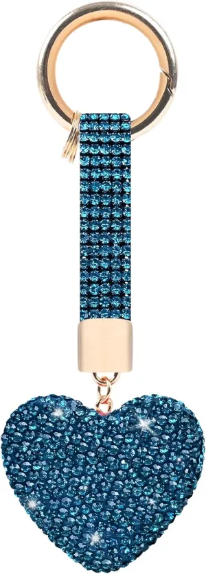 Crystal Keychain for Women, Heart Shape Key Chain with Sparkly Rhinestones Bling Car Key Chains for Backpack Handbag Car Keys