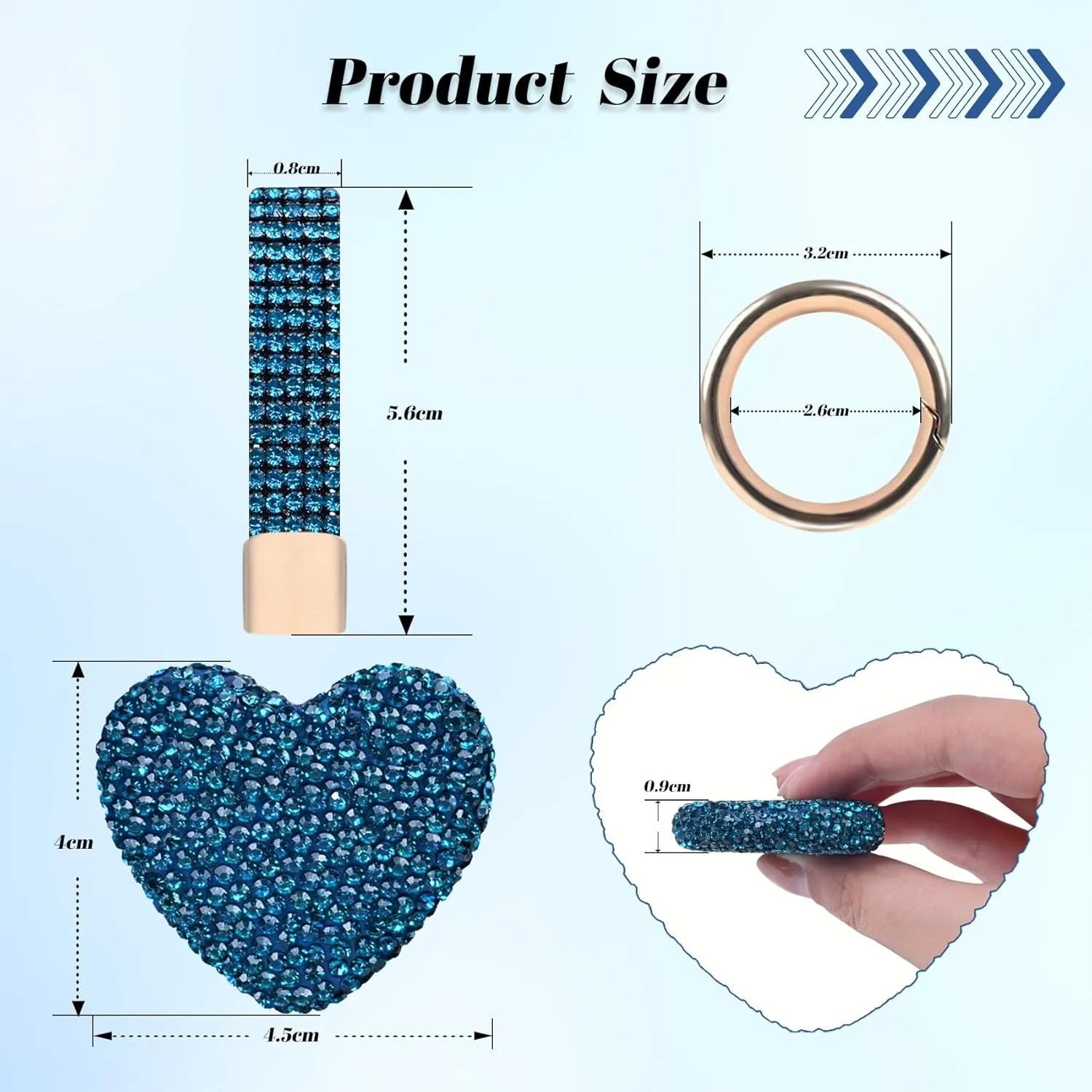 Crystal Keychain for Women, Heart Shape Key Chain with Sparkly Rhinestones Bling Car Key Chains for Backpack Handbag Car Keys