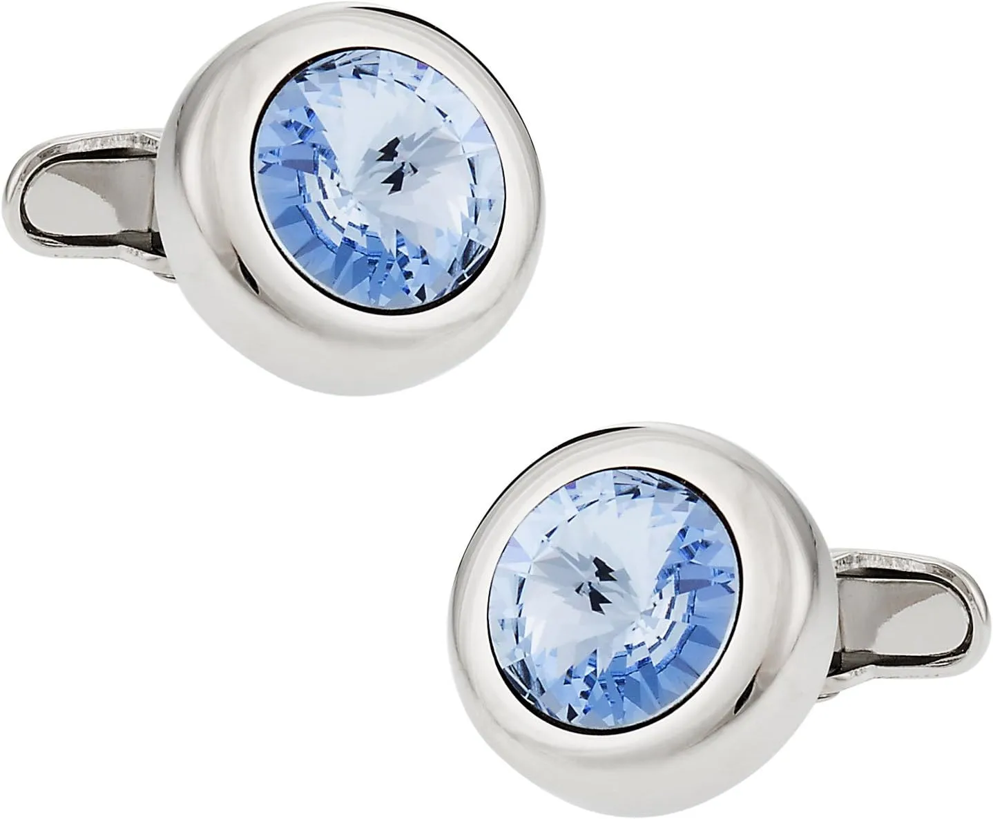 Crystal Solitaire Cufflinks in Light Blue Sapphire
