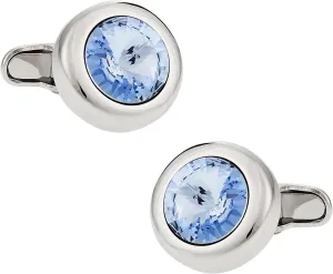 Crystal Solitaire Cufflinks in Light Blue Sapphire
