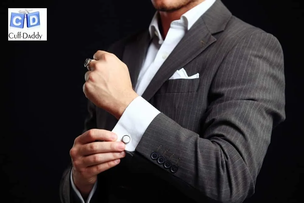 Cuff-Daddy Silver Black Enamel Shirt Studs Set for Tuxedo Wedding Party and Groomsmen in Velour Pouch