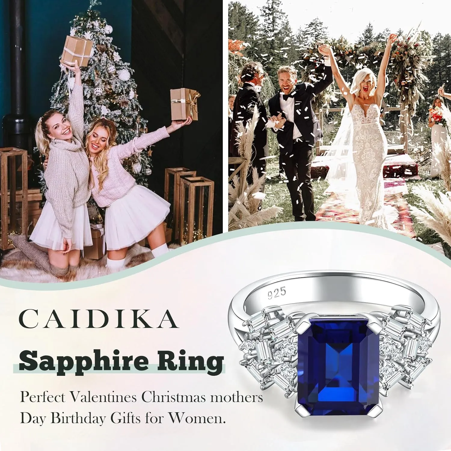 Cushion/Emerald Cut Engagement Rings for Women, 925 Sterling Silver Cubic Zirconia Cocktail Party Ring, Birthstone Signet Ring,Sapphire/Ruby/Emerald Gemstone Rings