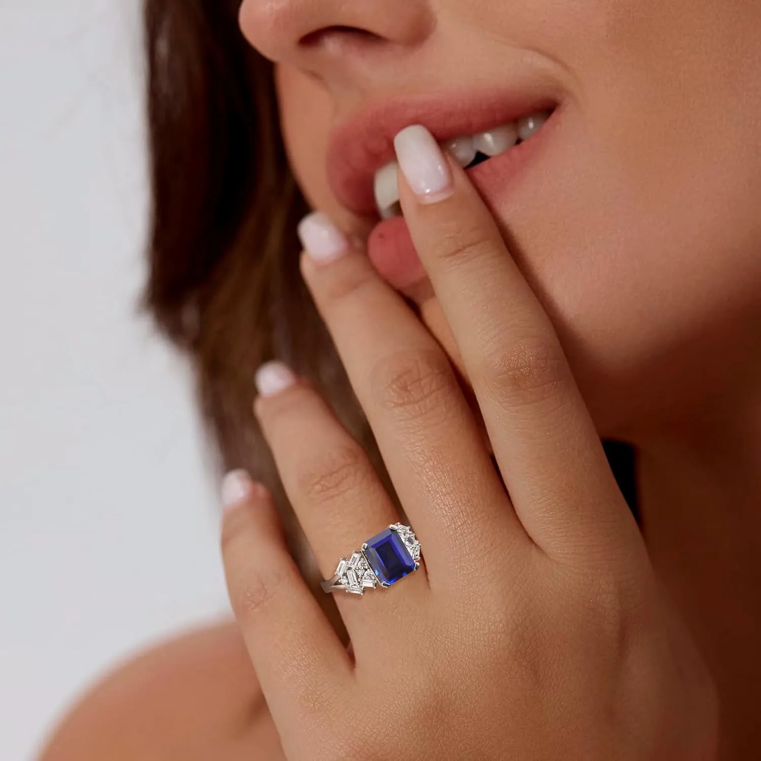 Cushion/Emerald Cut Engagement Rings for Women, 925 Sterling Silver Cubic Zirconia Cocktail Party Ring, Birthstone Signet Ring,Sapphire/Ruby/Emerald Gemstone Rings