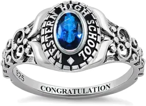 Customizable Class Rings High School and College Graduates,Graduation Ring Personalized,925 Sterling Silver/10k/14k/18k High School Rings,Birthstone Class Of 2024 Ring Graduation Gift