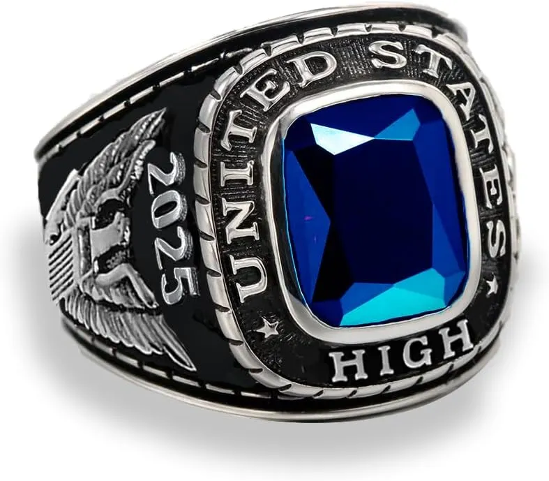 Customizable Class Rings High School and College Graduates,Graduation Ring Personalized,Sterling Silver/10k/14k/18k,Birthstone Class Of 2024 Ring Graduation Gift