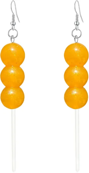 Cute Fun Weird Aesthetic Earrings Kawaii Funny Cool Tanghulu Food Sugarcoated Haws on A Stick Earrings for Women