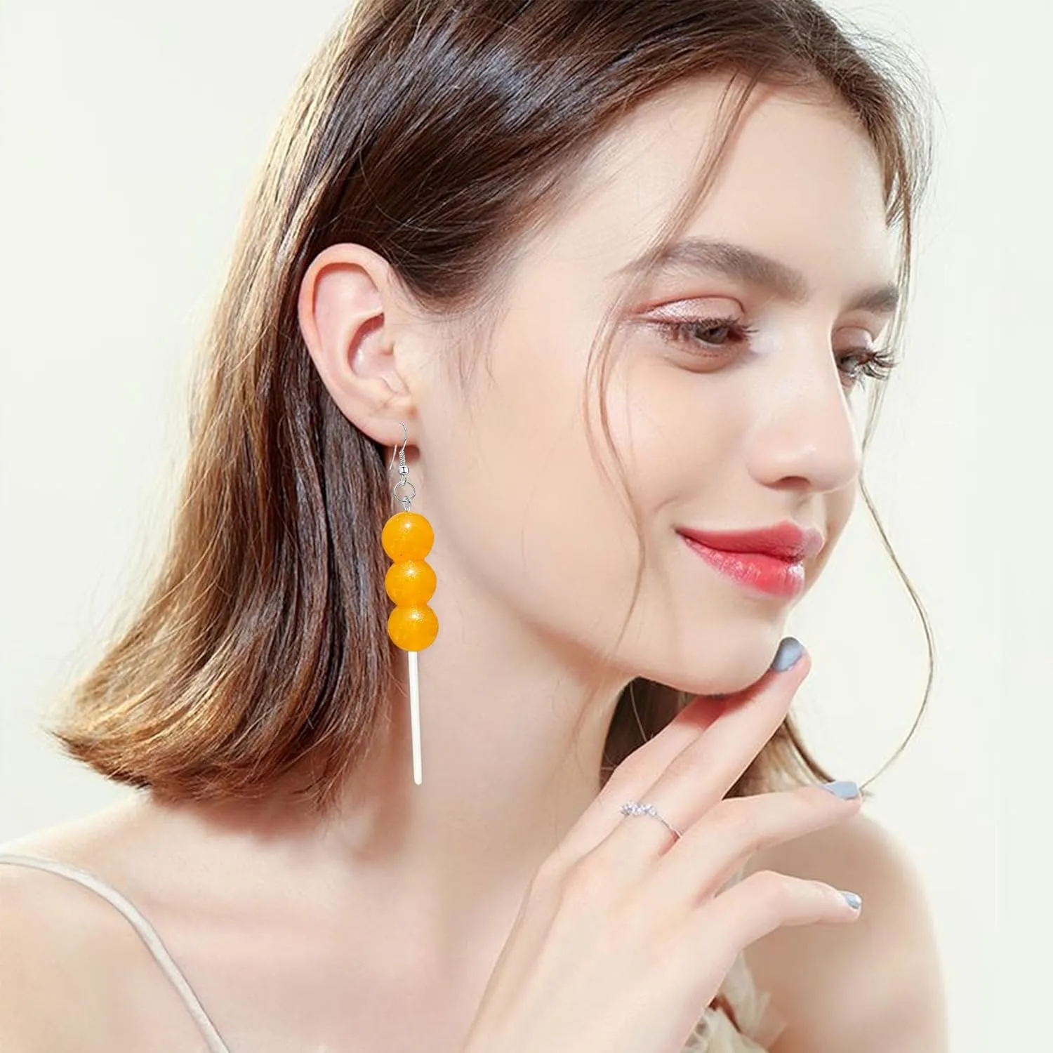 Cute Fun Weird Aesthetic Earrings Kawaii Funny Cool Tanghulu Food Sugarcoated Haws on A Stick Earrings for Women