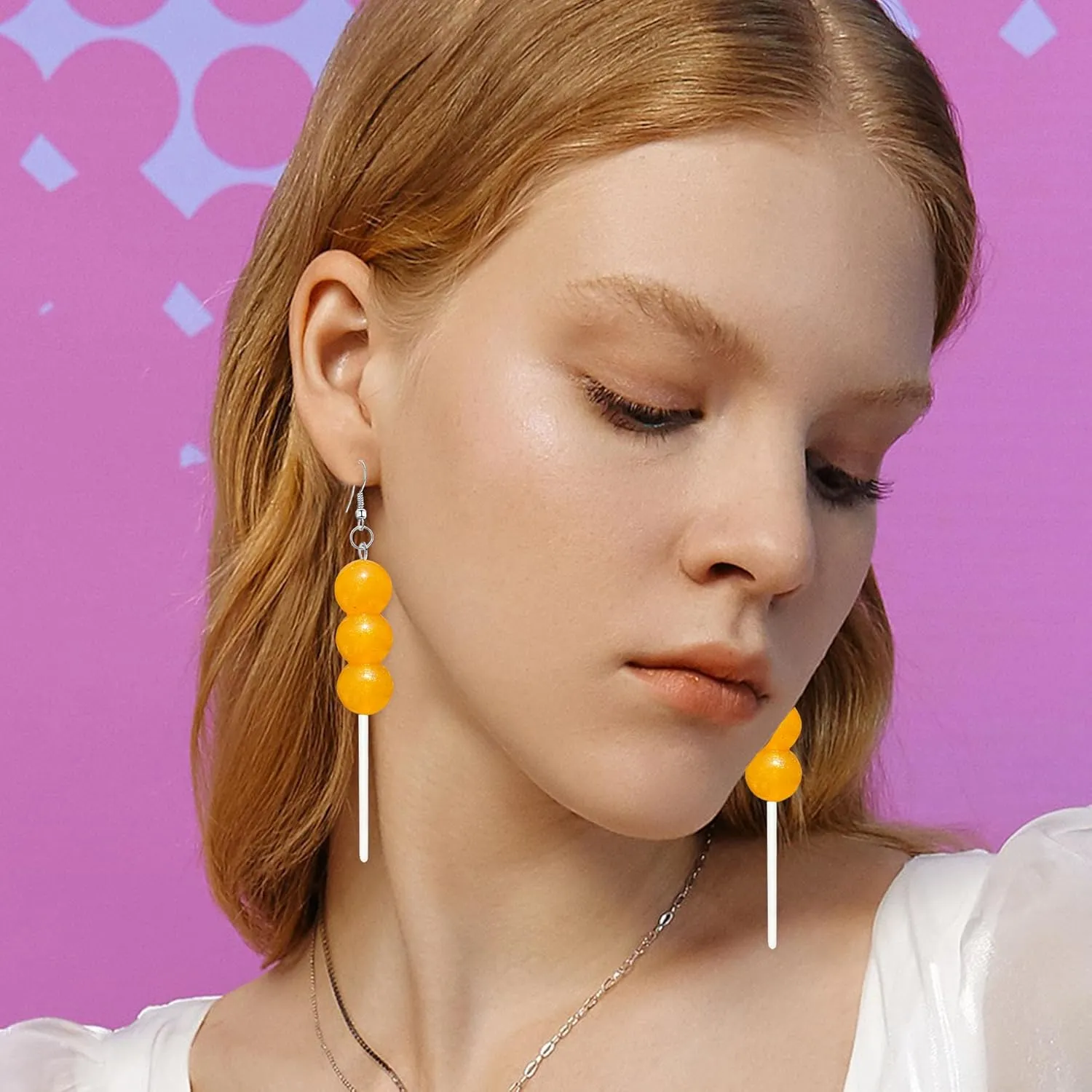 Cute Fun Weird Aesthetic Earrings Kawaii Funny Cool Tanghulu Food Sugarcoated Haws on A Stick Earrings for Women