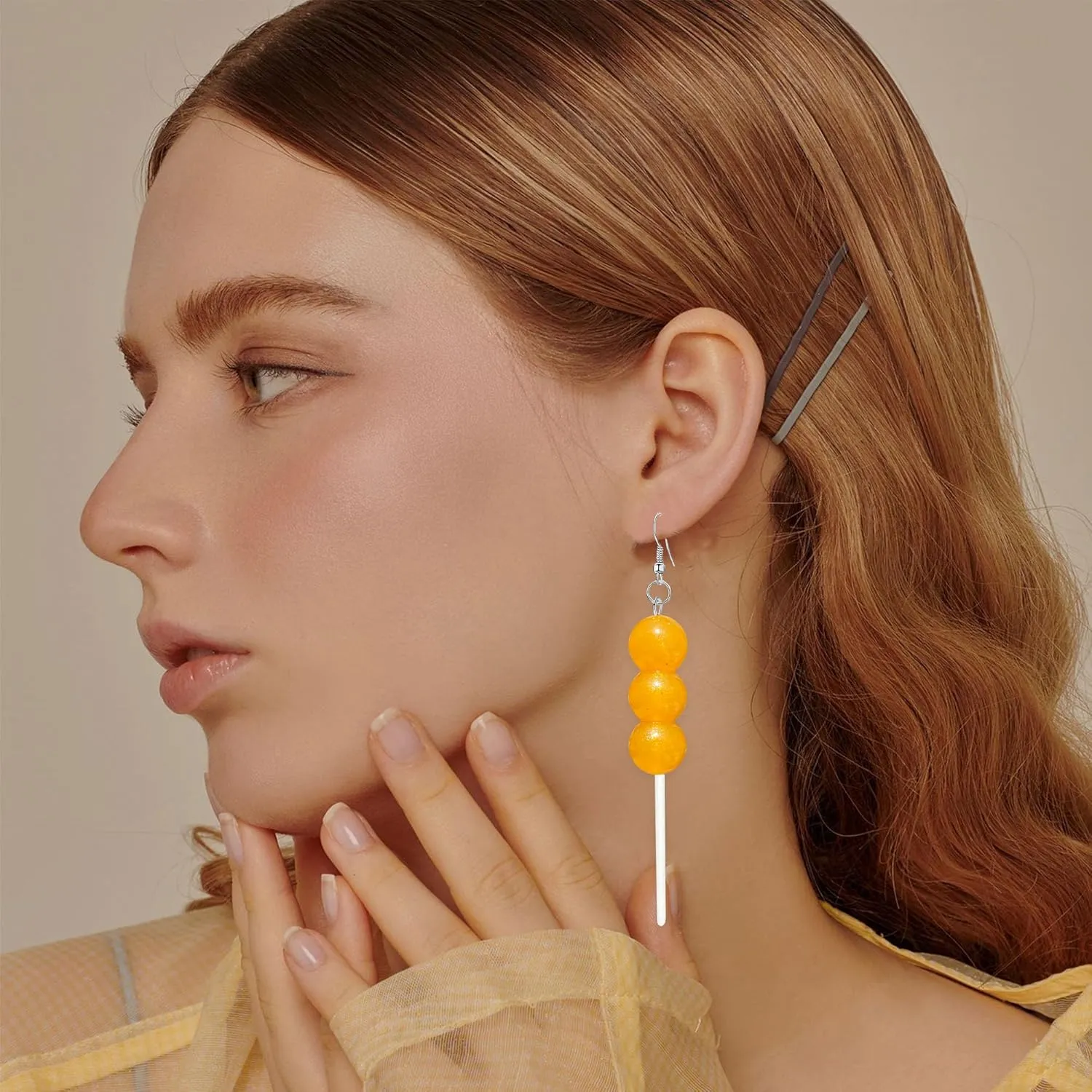 Cute Fun Weird Aesthetic Earrings Kawaii Funny Cool Tanghulu Food Sugarcoated Haws on A Stick Earrings for Women