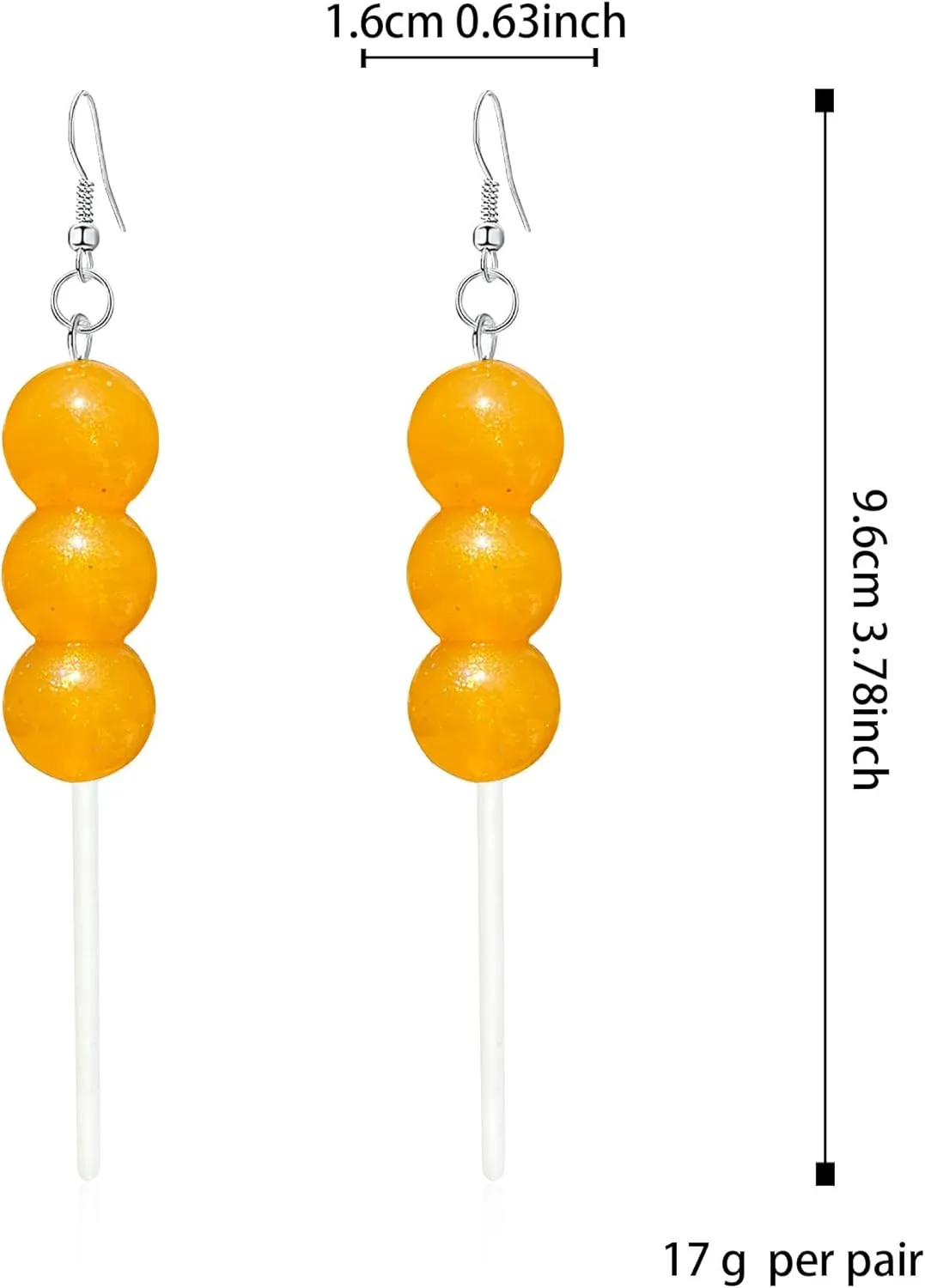 Cute Fun Weird Aesthetic Earrings Kawaii Funny Cool Tanghulu Food Sugarcoated Haws on A Stick Earrings for Women