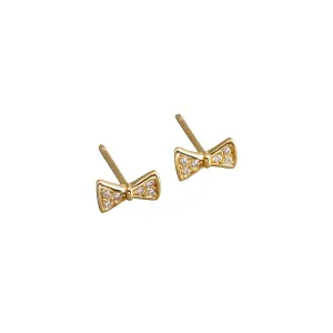 Dainty Elegance: 925 Silver Gold-Plated Bow Stud Earrings (gold)