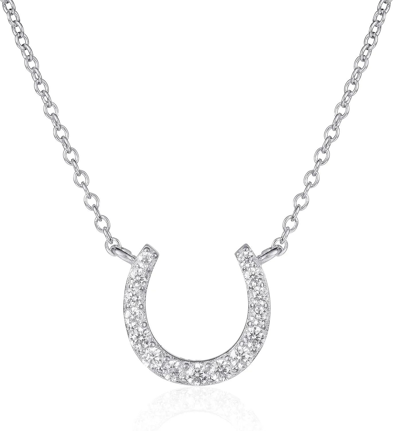Dainty Horseshoe Necklace in 925 Sterling Silver, Cute Sterling Silver Horseshoe Pendant Necklace for Women in Silver, Gold or Rose Gold, Silver Jewelry for Women