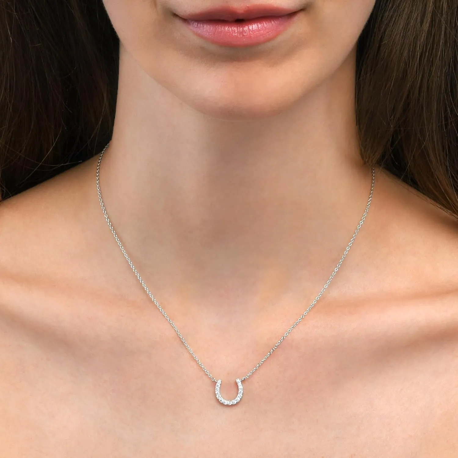 Dainty Horseshoe Necklace in 925 Sterling Silver, Cute Sterling Silver Horseshoe Pendant Necklace for Women in Silver, Gold or Rose Gold, Silver Jewelry for Women