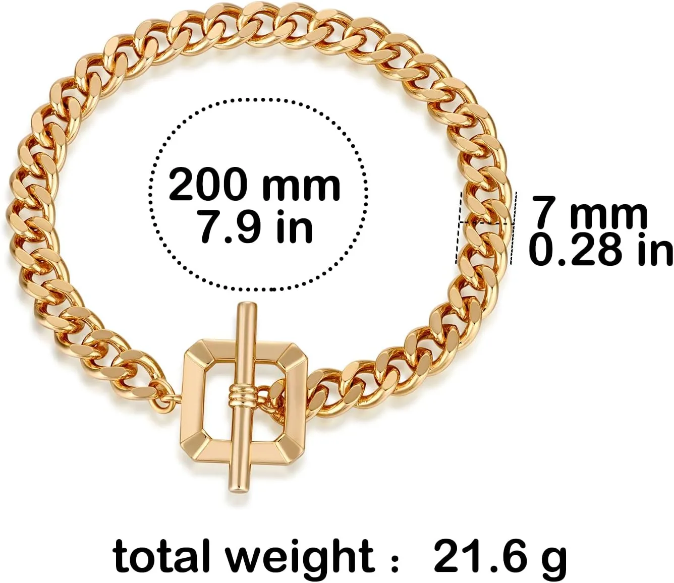 Dainty Layering Bracelets for Women 18 k Gold Plated Fashion Adjustable Chunky Cuban Paperclip Link Chain Bracelets Jewelry for Women Girls Gift
