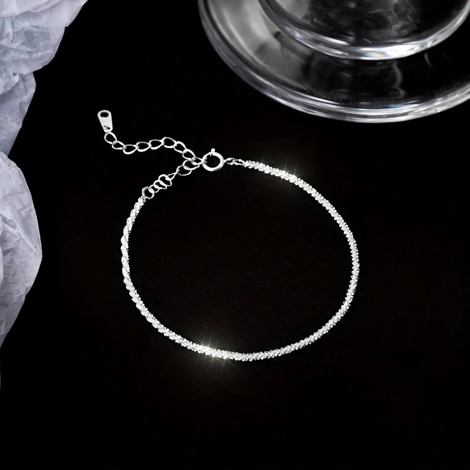 Dainty Shiny 925 Sterling Silver Bracelets for Women 14K Gold Plated Simple Twist Rope Chain Bracelet Minimalist Adjustable Link Charm Bracelet Jewelry Birthday Gifts for Mom