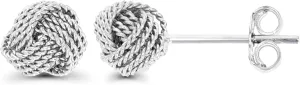 DECADENCE Sterling Silver 6mm Multi Love Knot Stud Earrings for Women | Round Milgraine and Wire Rope Cable Twist Stud Earrings | Secure Friction Back Closure | 14k Plated Shiny Classic Earrings