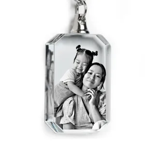 DEEP 3D Crystal Photo, Mothers Day Custom Necklace Heart, Personalized Gifts for Mom, 3D Picture in Crystal, 3D Laser Etched, Gifts for Women (Rectangular)