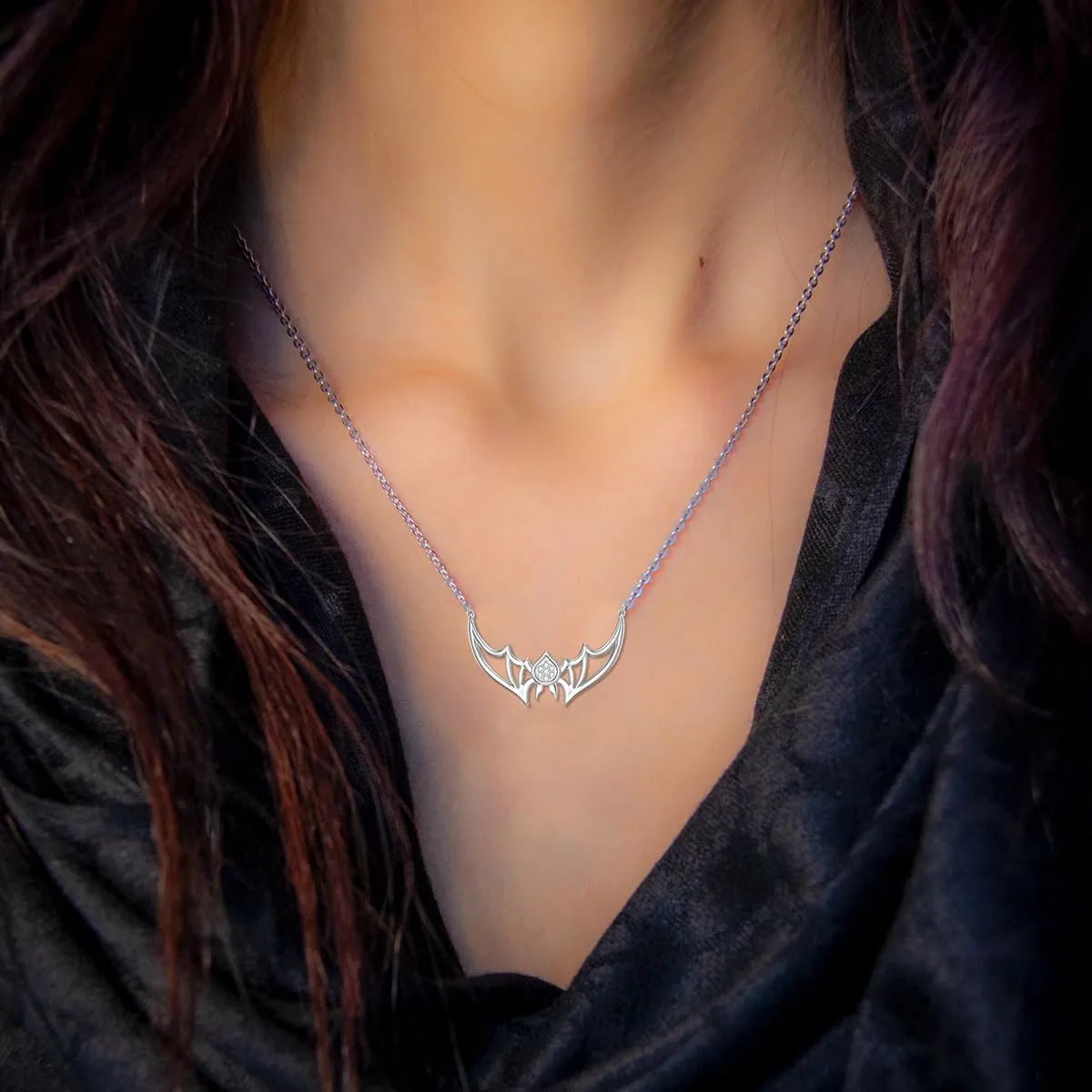 Diamond Bat Necklace for Women 925 Sterling Silver Bat Necklaces with Lab Grown Diamond Jewelry Gifts