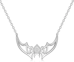 Diamond Bat Necklace for Women 925 Sterling Silver Bat Necklaces with Lab Grown Diamond Jewelry Gifts