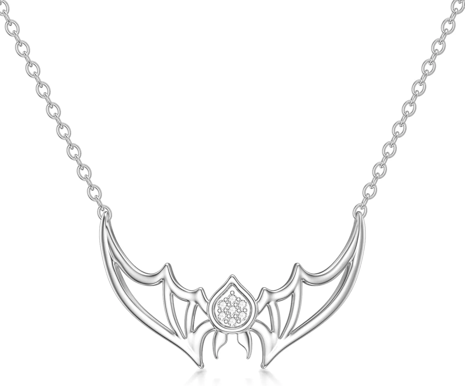 Diamond Bat Necklace for Women 925 Sterling Silver Bat Necklaces with Lab Grown Diamond Jewelry Gifts