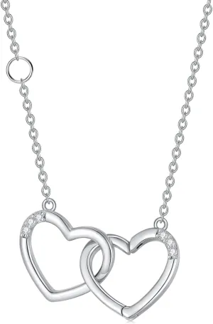 Diamond Heart Necklaces for Women 925 Sterling Silver Simple Heart Pendant Necklace Diamond Jewelry Valentine Gifts for Her Wife Girlfriend