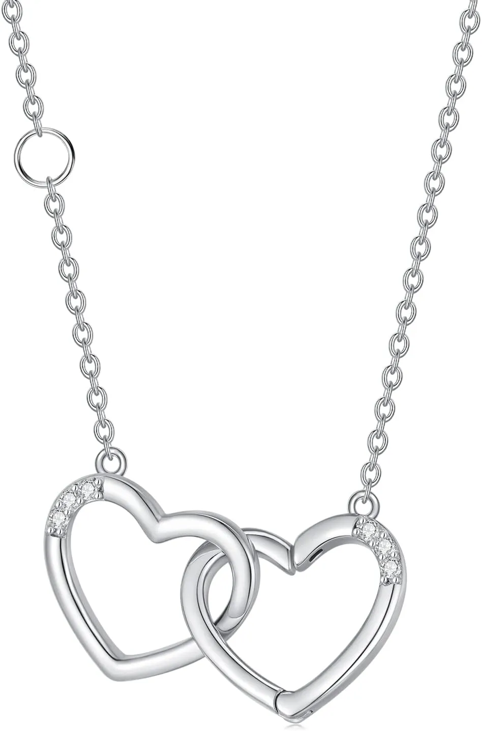 Diamond Heart Necklaces for Women 925 Sterling Silver Simple Heart Pendant Necklace Diamond Jewelry Valentine Gifts for Her Wife Girlfriend