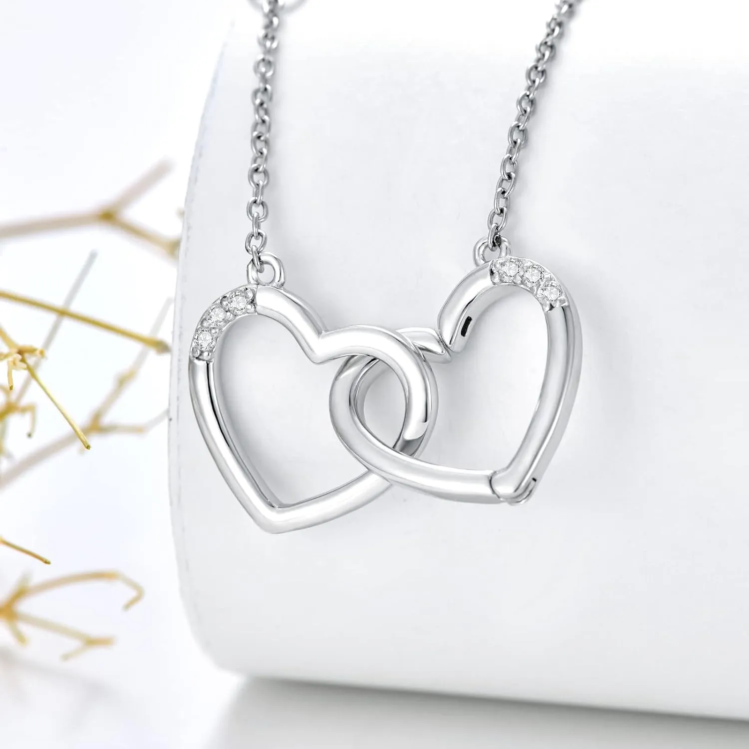 Diamond Heart Necklaces for Women 925 Sterling Silver Simple Heart Pendant Necklace Diamond Jewelry Valentine Gifts for Her Wife Girlfriend