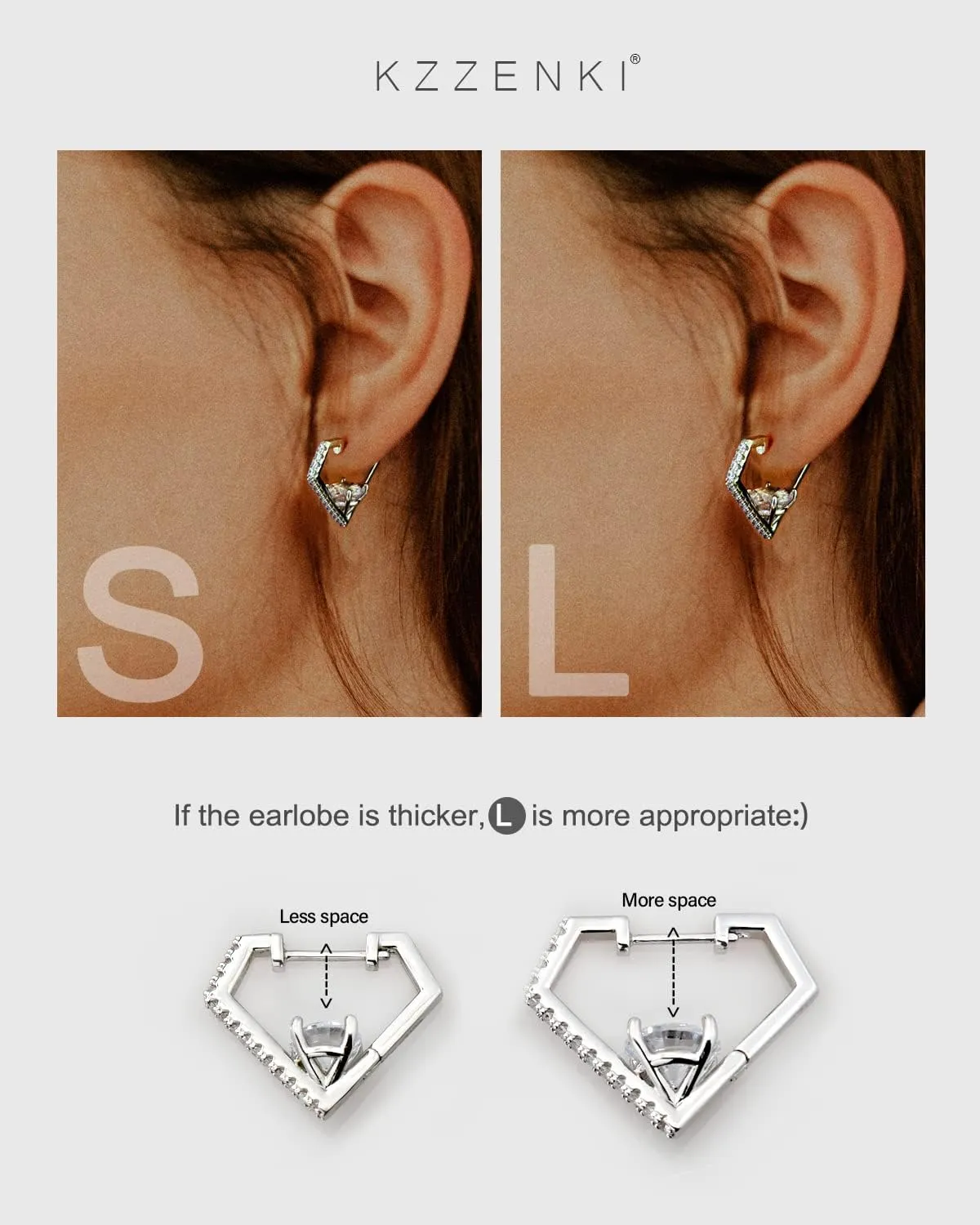 Diamond Shaped Huggie Hoop Earrings for Women Men 14K Gold Plated Cubic Zirconia Cuff Earrings Stud Jewelry Gift
