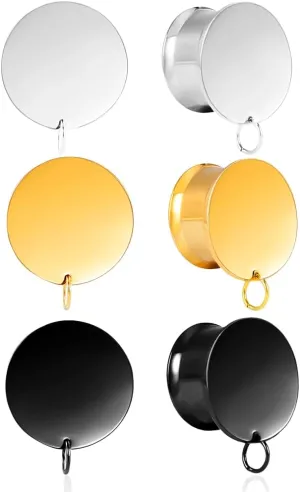 DIY Gauges Plugs for Ears Dangle Stainless Steel DIY Ear Gauges Pendants Expander Stretcher Accessories Piercing Jewelry for Women Men