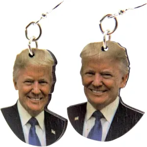 Donald Trump Earrings Wooden Drop Ear Rings Inauguration Day Accessory of the 47th President of the United States