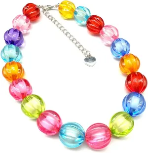 DouuYuhet Chunky Beads Necklace Funky Heart Colorful Beaded Necklace Statement Choker Necklaces for Women Men Inspired Popular Festival Concert Fun
