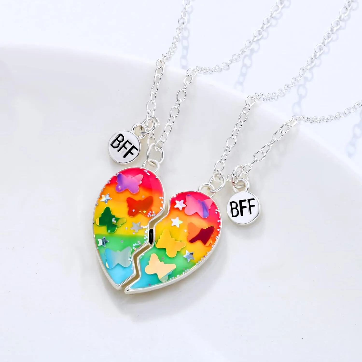 DOYYCA Best Friend Necklace for 2 Girls Magnetic Matching Friendship Necklace Half Heart Pendant BFF Necklaces for Sister