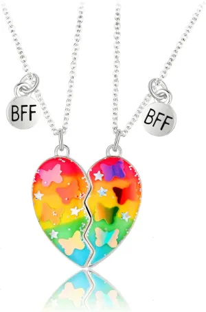 DOYYCA Best Friend Necklace for 2 Girls Magnetic Matching Friendship Necklace Half Heart Pendant BFF Necklaces for Sister