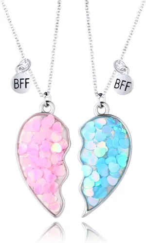 DOYYCA Best Friend Necklace for 2 Girls Magnetic Matching Friendship Necklace Half Heart Pendant BFF Necklaces for Sister