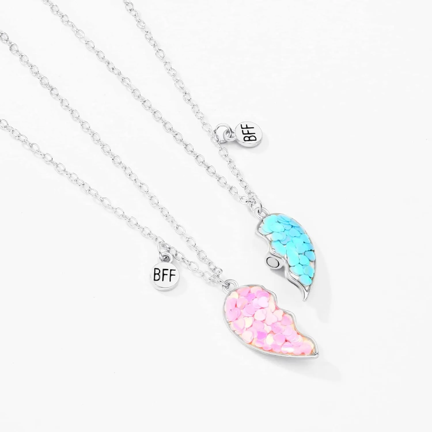 DOYYCA Best Friend Necklace for 2 Girls Magnetic Matching Friendship Necklace Half Heart Pendant BFF Necklaces for Sister