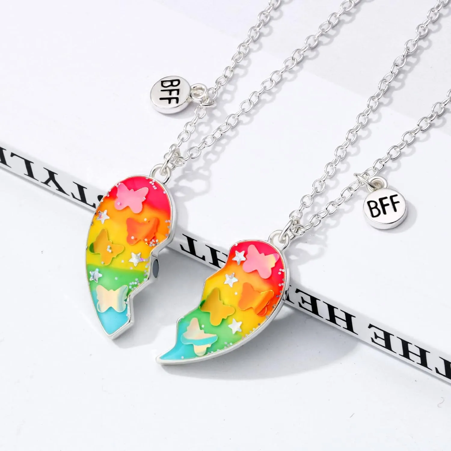 DOYYCA Best Friend Necklace for 2 Girls Magnetic Matching Friendship Necklace Half Heart Pendant BFF Necklaces for Sister