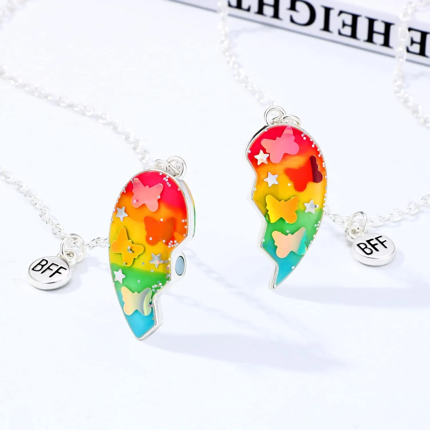 DOYYCA Best Friend Necklace for 2 Girls Magnetic Matching Friendship Necklace Half Heart Pendant BFF Necklaces for Sister