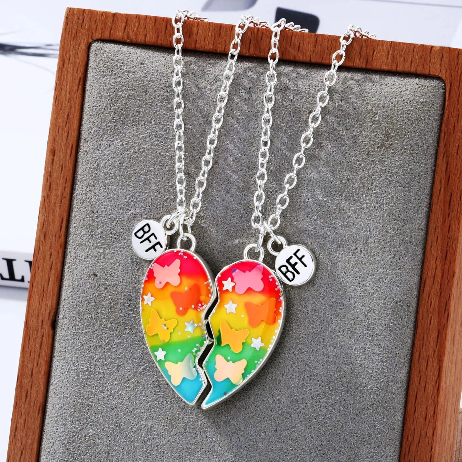 DOYYCA Best Friend Necklace for 2 Girls Magnetic Matching Friendship Necklace Half Heart Pendant BFF Necklaces for Sister