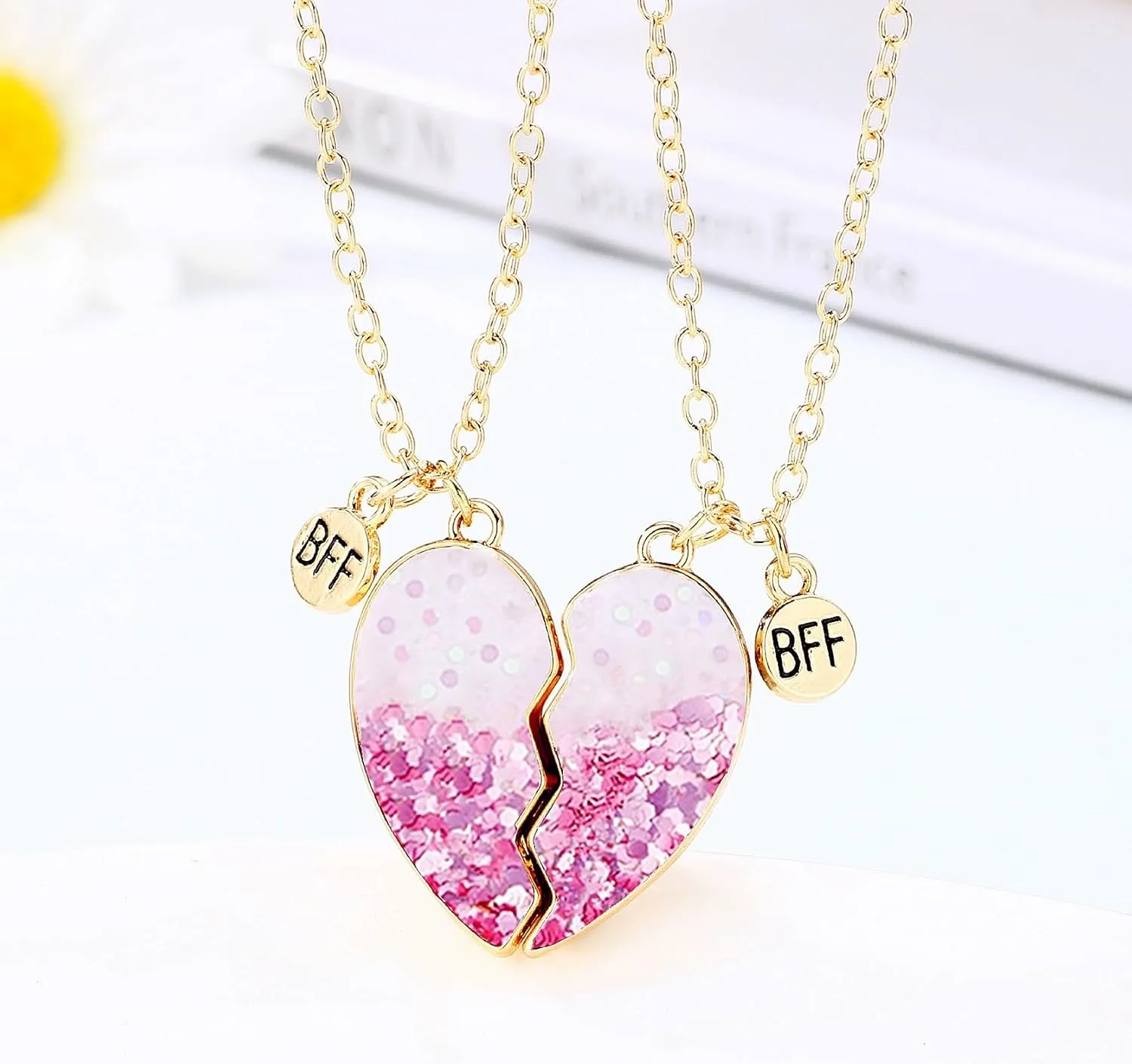 DOYYCA Best Friend Necklace Gifts Friendship Necklace Magnetic Matching Heart Unicorn Dolphin BFF Necklace for 2 Girls