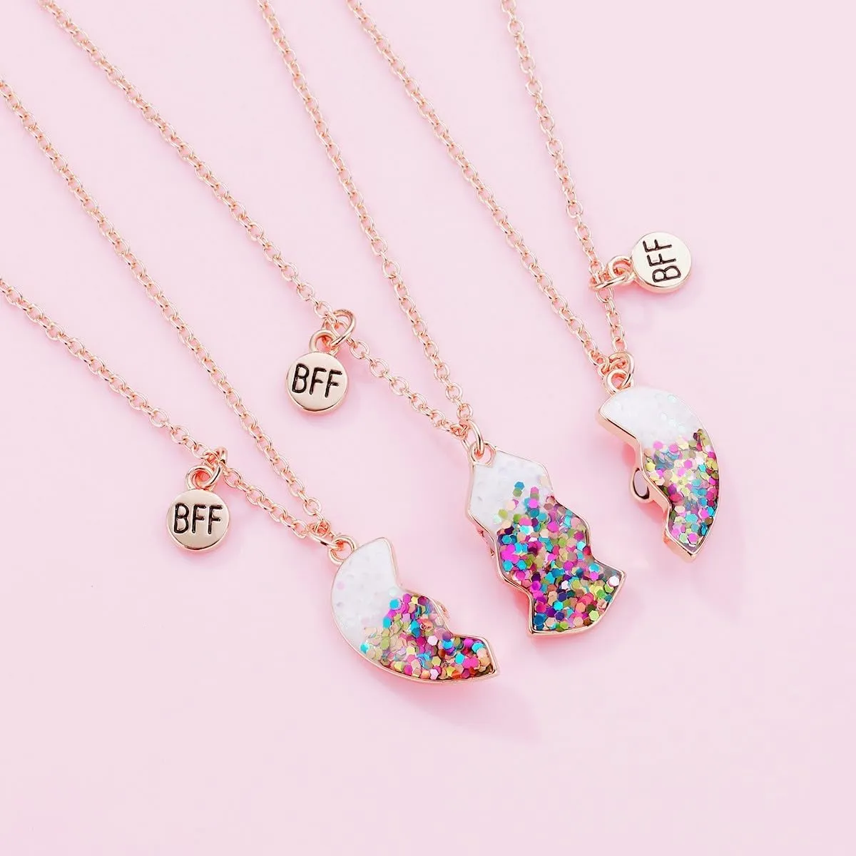 DOYYCA Friendship Necklace Best Friend Necklace for 3 Girls Magnetic Matching Heart Pendant BFF Necklaces for Sister